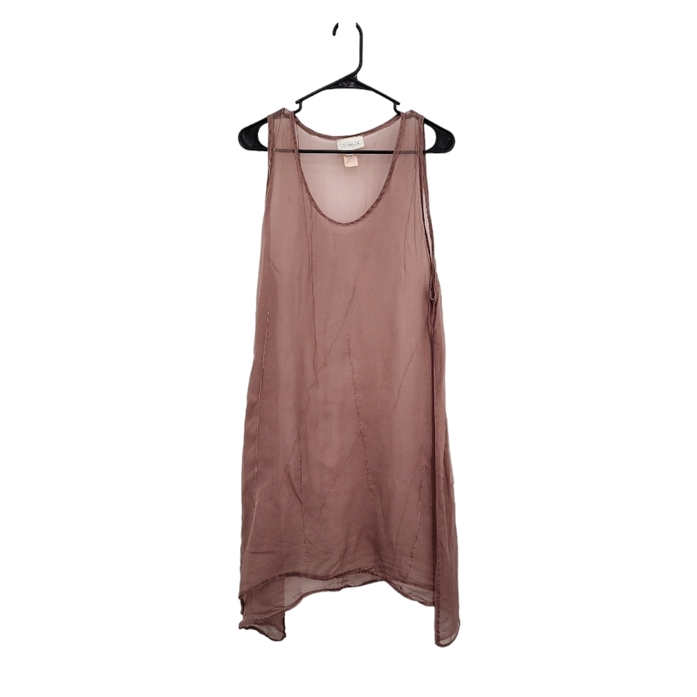 Sleeveless Sheer Tunic Top in Dusty Rose